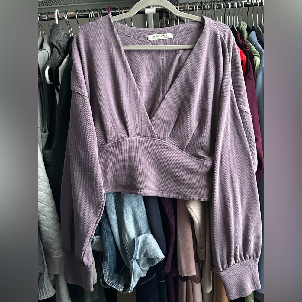 Free People All Nighter Thermal Top | Large | Fallen Fig | EUC